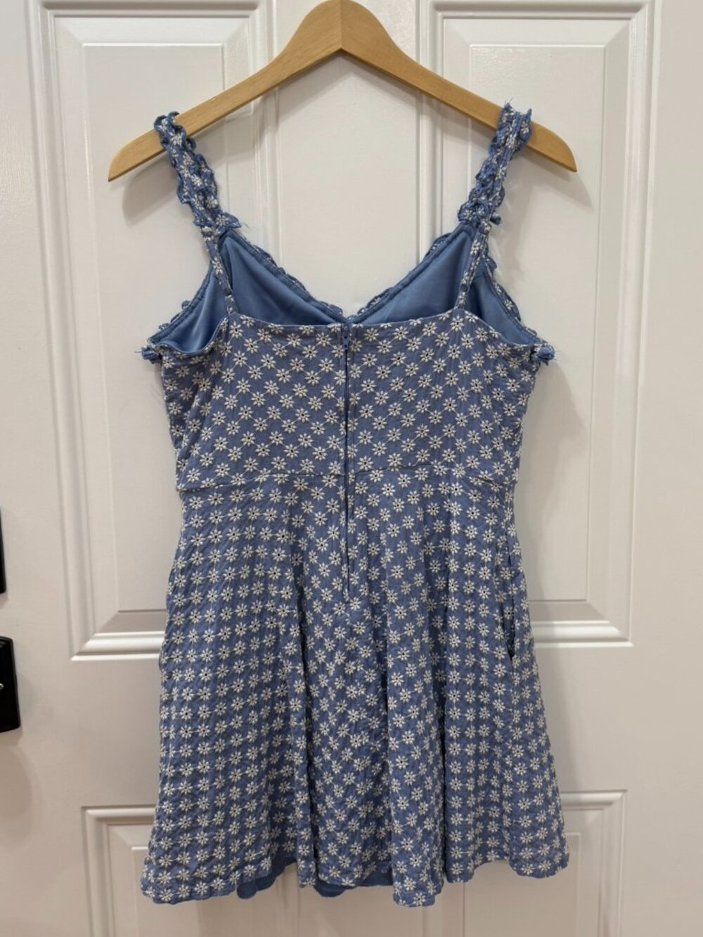 Altar'd State Blue Floral Eyelet Fit & Flare Dress Size Medium - Picture 2 of 5